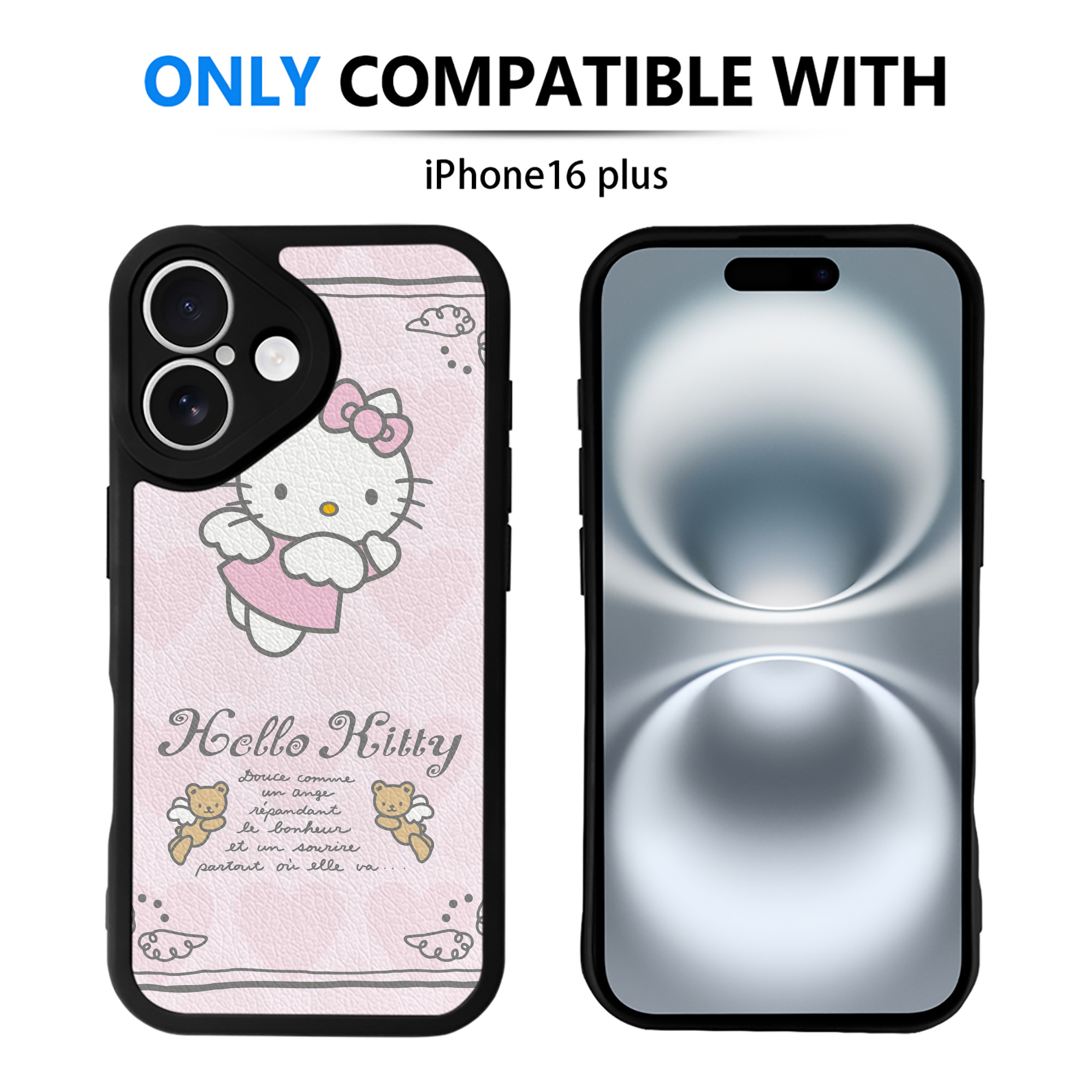 （画像用） Hello Kitty ハローキティ 【iPhone 16シリーズ対応】シリコンスマホケース（レザー調） 材質：シリコン